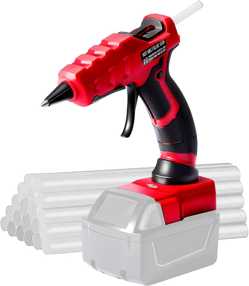 RexLeLXB Cordless Hot Glue Gun for Milwaukee, Suitable for Milwaukee 18V Li-ion Battery, 30s Quick Preheat Hot Melt Glue Gun with 30 Pcs Glue Sticks(7 * 150mm) for Arts & Crafts & DIY & Repairs(Tool Only) - Image 1
